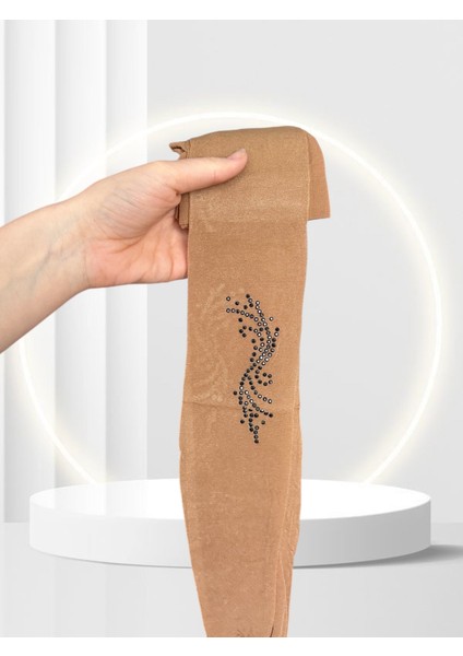 Nina Ten Rengi Bacağı Yanan Pullu 20 Den Taşlı Burnu Şeffaf Pamuk Ağlı Külotlu Çorap fırsatları