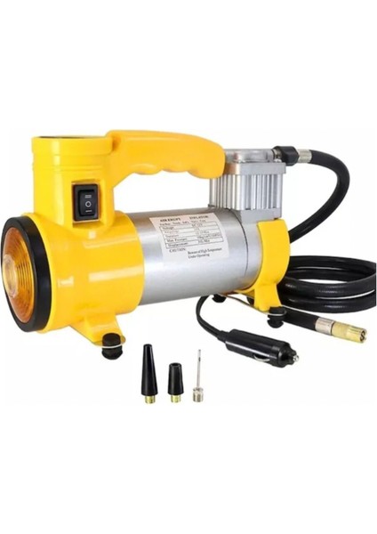 12 Volt 140 Psı Lastik Pompası Çelik Kasa Fenerli Hava Kompresörü Araç Çakmaklık Lastik Şişirme