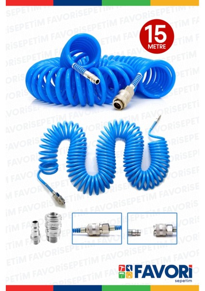 Yüksek Kalite Hava Üfleme Toz Alma 15MT Spiral Hava Hortumu ve Saatli Lastik Şişirme Hava Tabancası modelleri