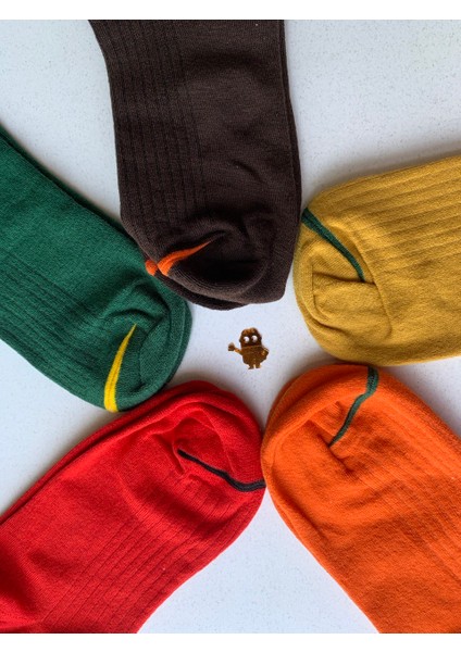 5'li Parmak Ucu Çizgili Bilek Çorap