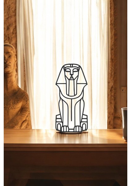 Büyük Gize Sfenksi Aile Line Art Figür - Minimalist Dekor & Koleksiyon, Ev Dekoru, 3D Baskı