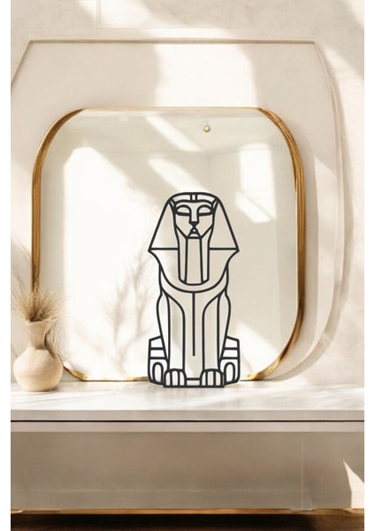 Büyük Gize Sfenksi Aile Line Art Figür - Minimalist Dekor & Koleksiyon, Ev Dekoru, 3D Baskı modelleri