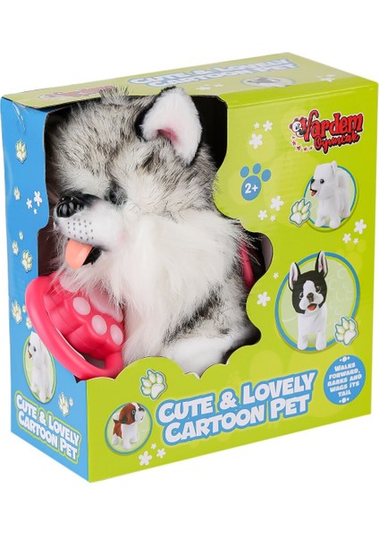 PR66302-26T Yürüyen Tasmalı Peluş Yürüyen Husky