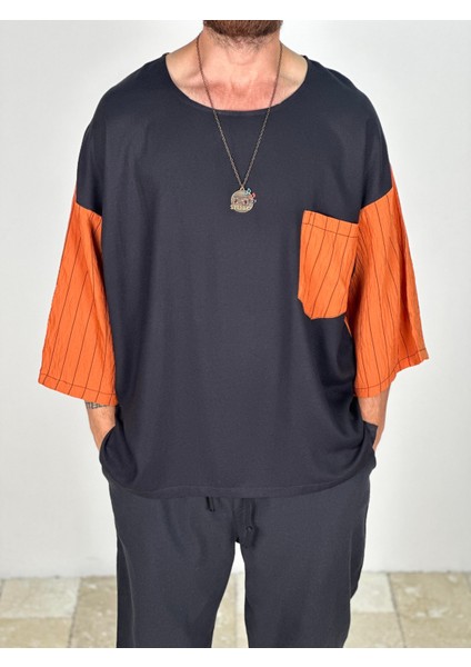 Fakir Kol Viscon Turuncu Oversize T-Shirt