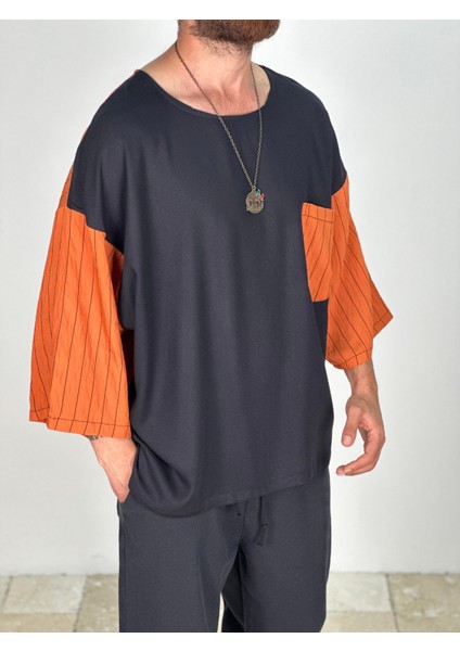 Fakir Kol Viscon Turuncu Oversize T-Shirt