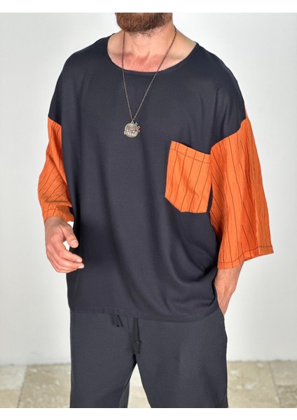 Fakir Kol Viscon Turuncu Oversize T-Shirt