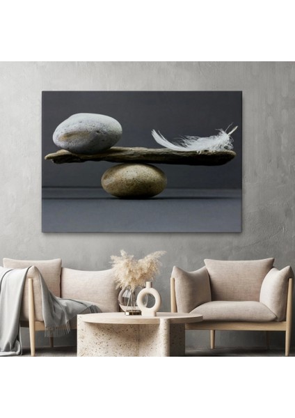 - Taş ve Tüy Dengesi Tuval Duvar Sanatı, Tuval Baskı Ev ​​dekorasyon, Ofis DEKORASYON-5375