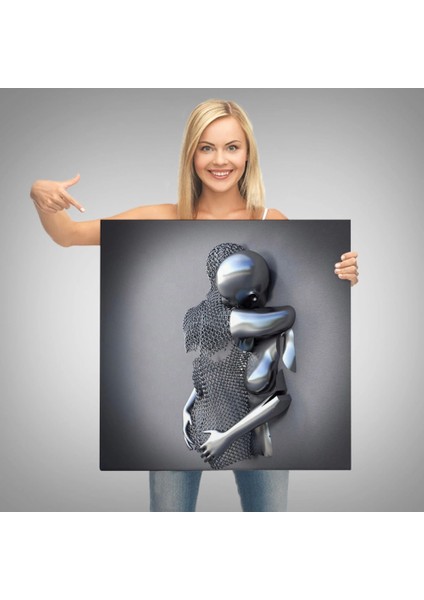 - Kanvas Tablo, Gri ve Gümüş Metalik Efektli Modern Aşk SANATI-5363 modelleri