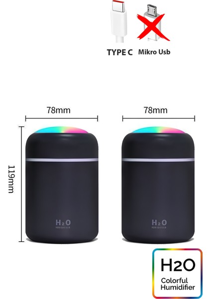 Yeni Micro LED Işıklı Mini Ortam Oda Hava Nemlendirici ve Taşınabilir Buhar Makinesi H2O Humidifier