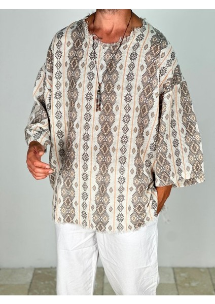 Çizgili Desenli Bohem Fakir Kol T-Shirt fiyatları