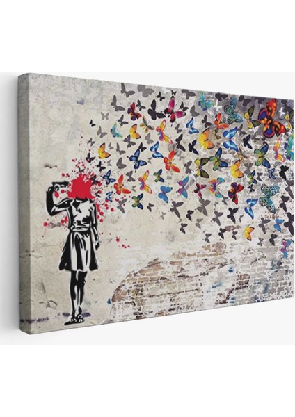 Marsilyan- Banksy Kelebek Kanvas Tablo, Kelebek Kız TABLOSU-5389 fiyatları