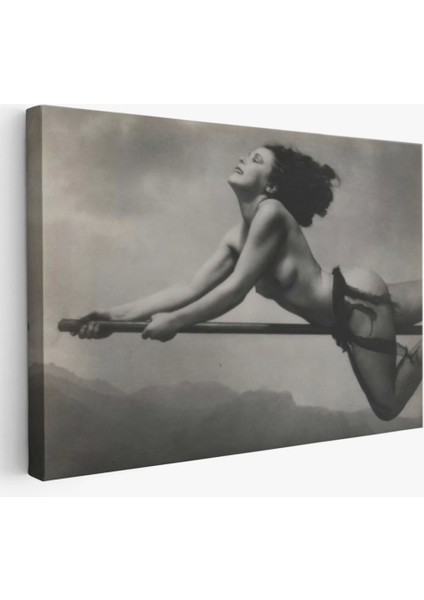 - Süpürgeye Binen Çıplak Cadı Tablo, Cadılar Bayramı Gotik Tablo, William MORTENSEN-5395 fiyatları