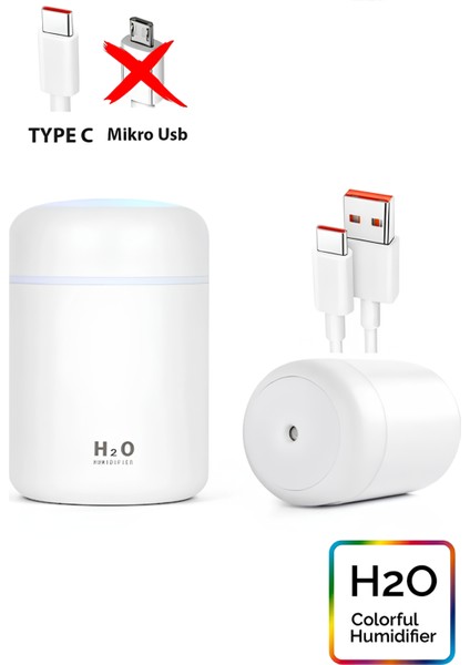 Yeni TYPE-C GİRİŞLİ LED Işıklı Mini Ortam Oda Hava Nemlendirici ve Taşınabilir Buhar Makinesi H2O Humidifier modelleri
