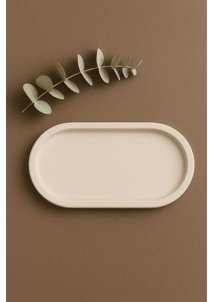 Minimal Oval Tepsi | El Yapımı Dekoratif Sunumluk | Beton Tepsi