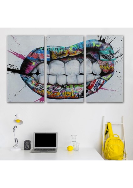 - Renkli Dudak Graffiti Kanvas Tablo, Banksy Sokak SANATI-5413 modelleri