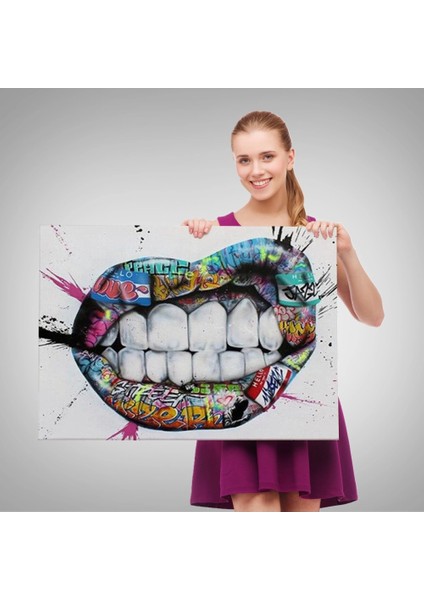 - Renkli Dudak Graffiti Kanvas Tablo, Banksy Sokak SANATI-5413 fırsatları