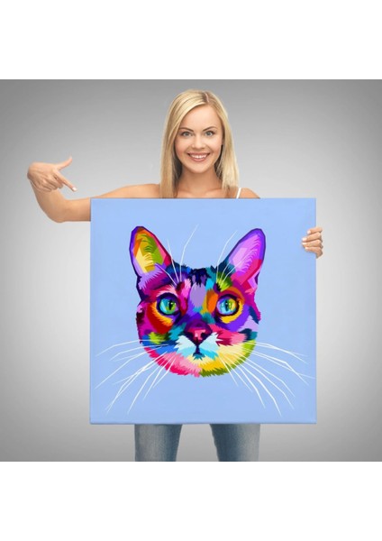 - Renkli Kedi Kafası Dekoratif Kanvas TABLO-5815 modelleri