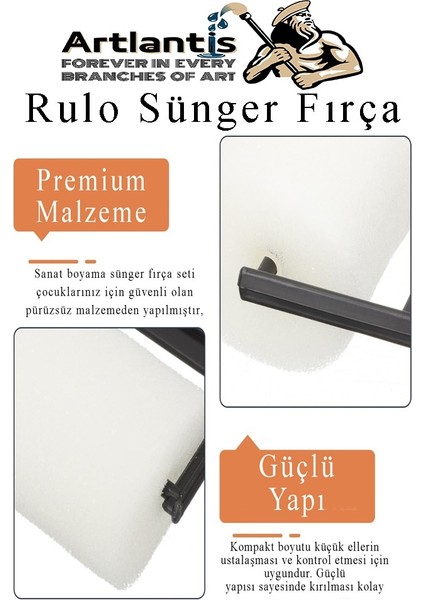 Sünger Rulo Fırça 9 Lu 1 Paket Siyah Plastik Saplı Boyama Süngeri Sanatsal Sünger Boya Fırçası Parmak Guaj Akrilik Boya fırsatları
