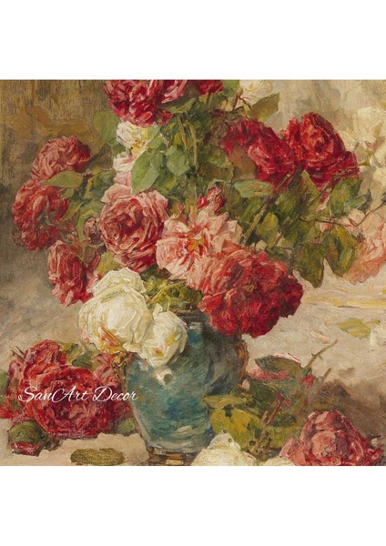 Çerçeveli Vintage Tablo, Yağlı Boya Tablosu, Çerçeveli Tablo, Sanatsal Dekor, Çiçek Tablosu