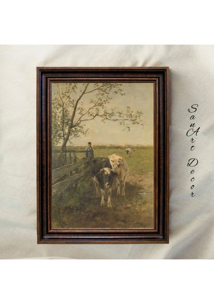 Çerçeveli Vintage Tablo, Yağlı Boya Baskı Tablosu, Çerçeveli Tablo, Sanatsal Dekor, Manzara Tablosu
