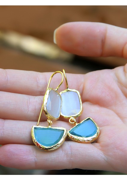 Ikili Model Kedigözü Cam Sallantılı Kadın Küpe EUKU26M modelleri