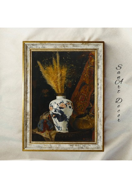 Çerçeveli Vintage Tablo, Yağlı Boya Tablosu, Çerçeveli Tablo, Sanatsal Dekor, Çiçek Tablosu
