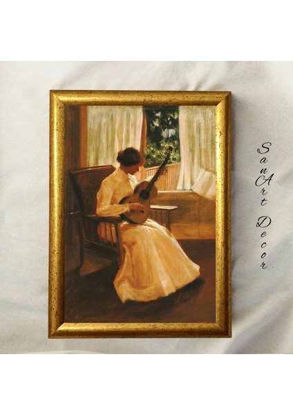 Çerçeveli Vintage Tablo, Yağlı Boya Tablosu, Çerçeveli Tablo, Sanatsal Dekor, Müzik Tablosu