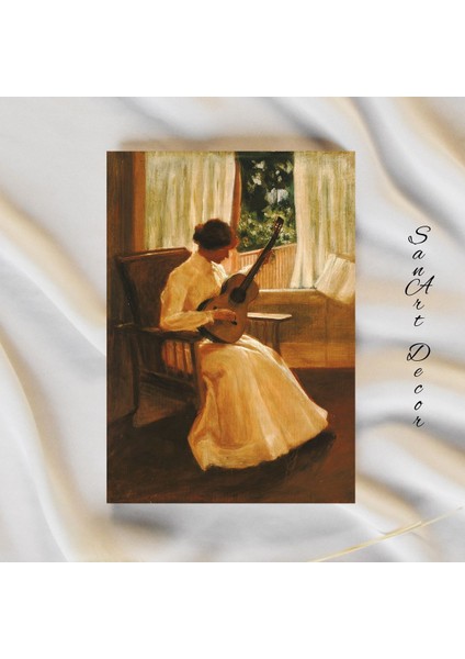 Çerçeveli Vintage Tablo, Yağlı Boya Tablosu, Çerçeveli Tablo, Sanatsal Dekor, Müzik Tablosu