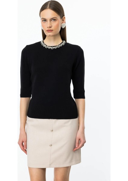 53301 Onteks Yakası Taşlı Bluz