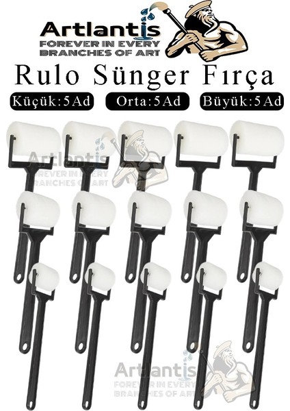 Sünger Rulo Fırça 15 Li 1 Paket Siyah Plastik Saplı Boyama Süngeri Sanatsal Sünger Boya Fırçası Parmak Guaj Akrilik Boya