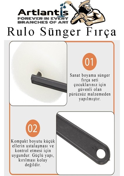 Sünger Rulo Fırça 15 Li 1 Paket Siyah Plastik Saplı Boyama Süngeri Sanatsal Sünger Boya Fırçası Parmak Guaj Akrilik Boya modelleri