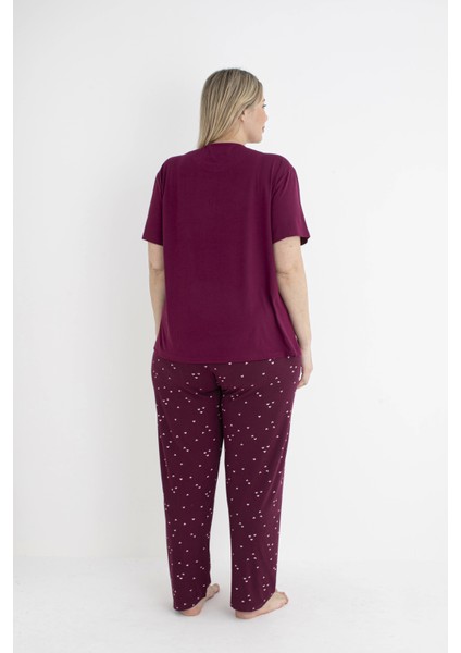 Estiva 25152 Kadın Battal Beden Kalpli Kısa Kol Pijama Takımı