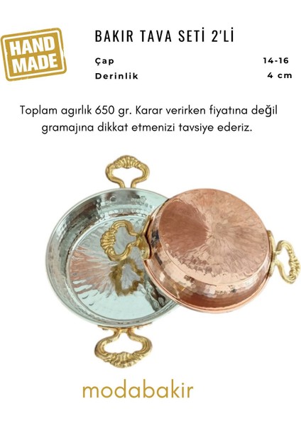 Bakır Tava Seti 2 Li, Yumurta Sahani