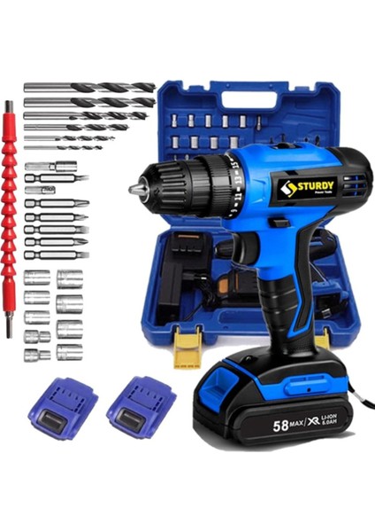 Japon Professıonel Tools 58V 8AH Mv-R Metal Şanzıman Şarjlı Çift Akülü Vidalama 27PRÇ Uç Setli