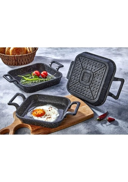 Döküm Granit Kaplama Kare Sahan 3'lü Set