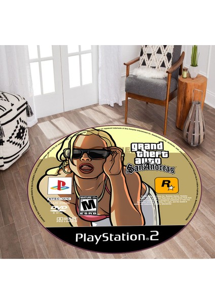 Gta San Andreas Temalı Yıkanabilir Hali ,özel Süngerli Yüzey- Kaymaz Dot Taban indirimleri
