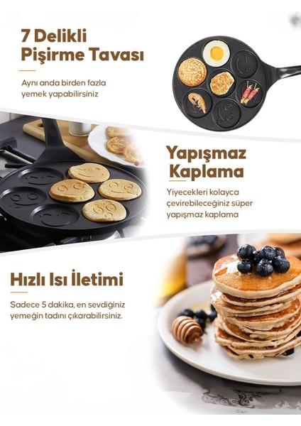 Döküm Granit Kaplama Emoji Gülenyüz Pankek Tavası Pancake 28CM Pratik Sihirli Tava fırsatları
