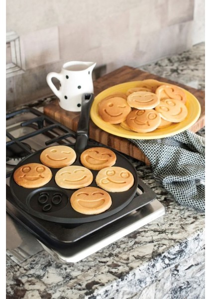 Döküm Granit Kaplama Emoji Gülenyüz Pankek Tavası Pancake 28CM Pratik Sihirli Tava indirimleri