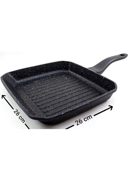 Döküm Granit Izgara Tava 26X26CM Kare Izgara Tava