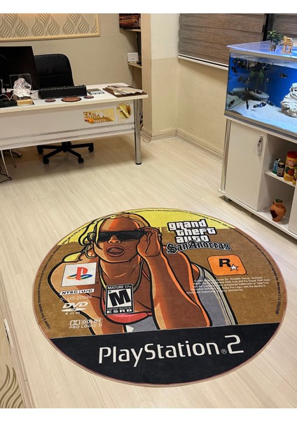 Gta San Andreas Temalı Yıkanabilir Hali ,özel Süngerli Yüzey- Kaymaz Dot Taban