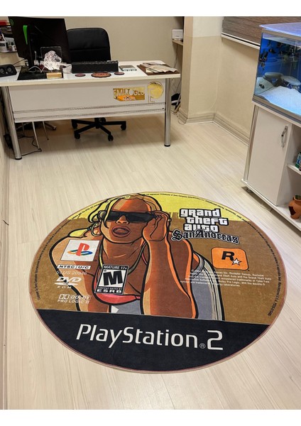 Gta San Andreas Temalı Yıkanabilir Hali ,özel Süngerli Yüzey- Kaymaz Dot Taban