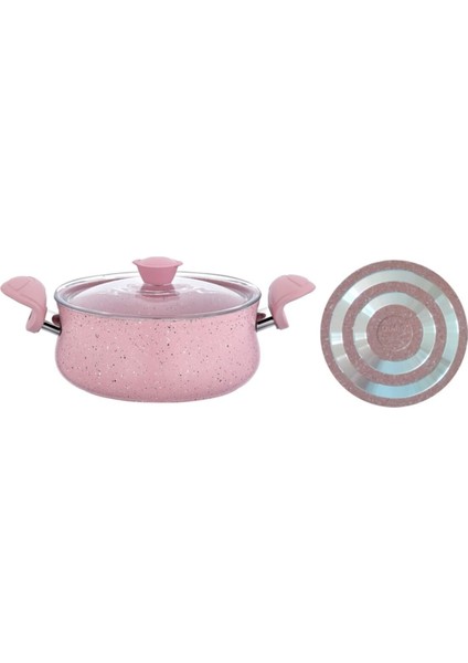 3027 - 6 Parça Biogranit, Ergonomik, Güveç Seti, Pembe Gövde - Pembe Detay fırsatları