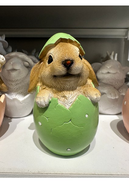 Tavşan 3'lü Yumurtadan Çıkan Biblo Heykel Dekoratif Obje