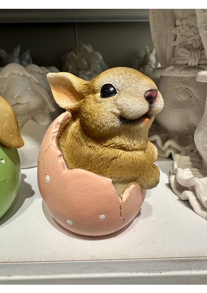 Tavşan 3'lü Yumurtadan Çıkan Biblo Heykel Dekoratif Obje indirimleri