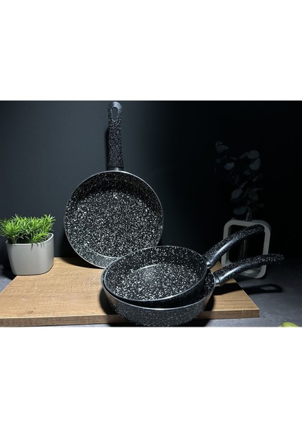 Granit 20-22-24 cm Granit 3lü Tek Kulplu Omlet/sahan Tava Seti