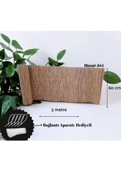 Hasır 60 cm x 3 Metre Kamış Kamış Hasır Balkon Çiti