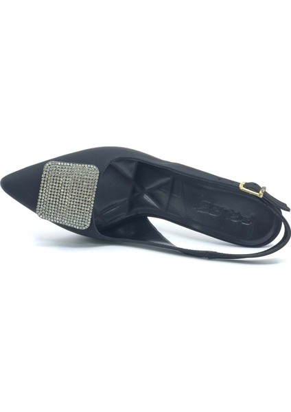 Feles Taş Toka Detaylı Arkası Açık Stiletto Kadın Topuklu Ayakkabı indirimleri