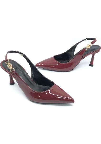 Feles Yan Toka Detaylı Arkası Açık Stiletto Kadın Topuklu Ayakkabı fiyatları