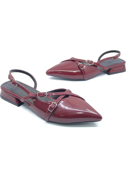 Feles Toka Detaylı Kısa Topuklu Arkası Açık Kadın Babet Ayakkabı modelleri
