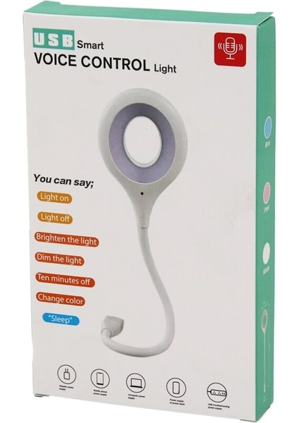 USB Smart Voıce Control Light Sesli Işık Ayarlı Mini Yuvarlak USB 16 Ledli Lamba Akrobat Kollu 2W 5V-0.5A (4887)